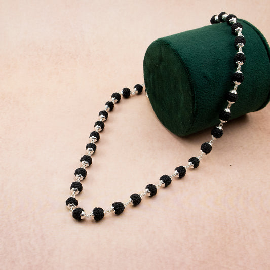 silver cap Original Karungali Mala Ebony Wood with Govt. Certified