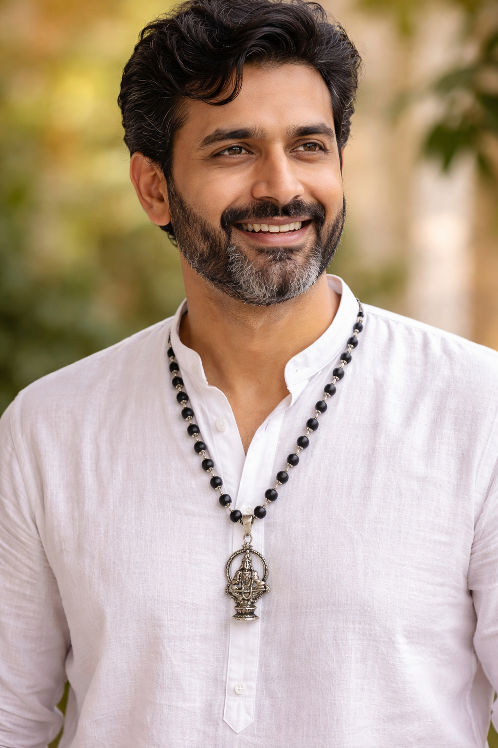 Ayappa Swami Pendant with Karungali Mala