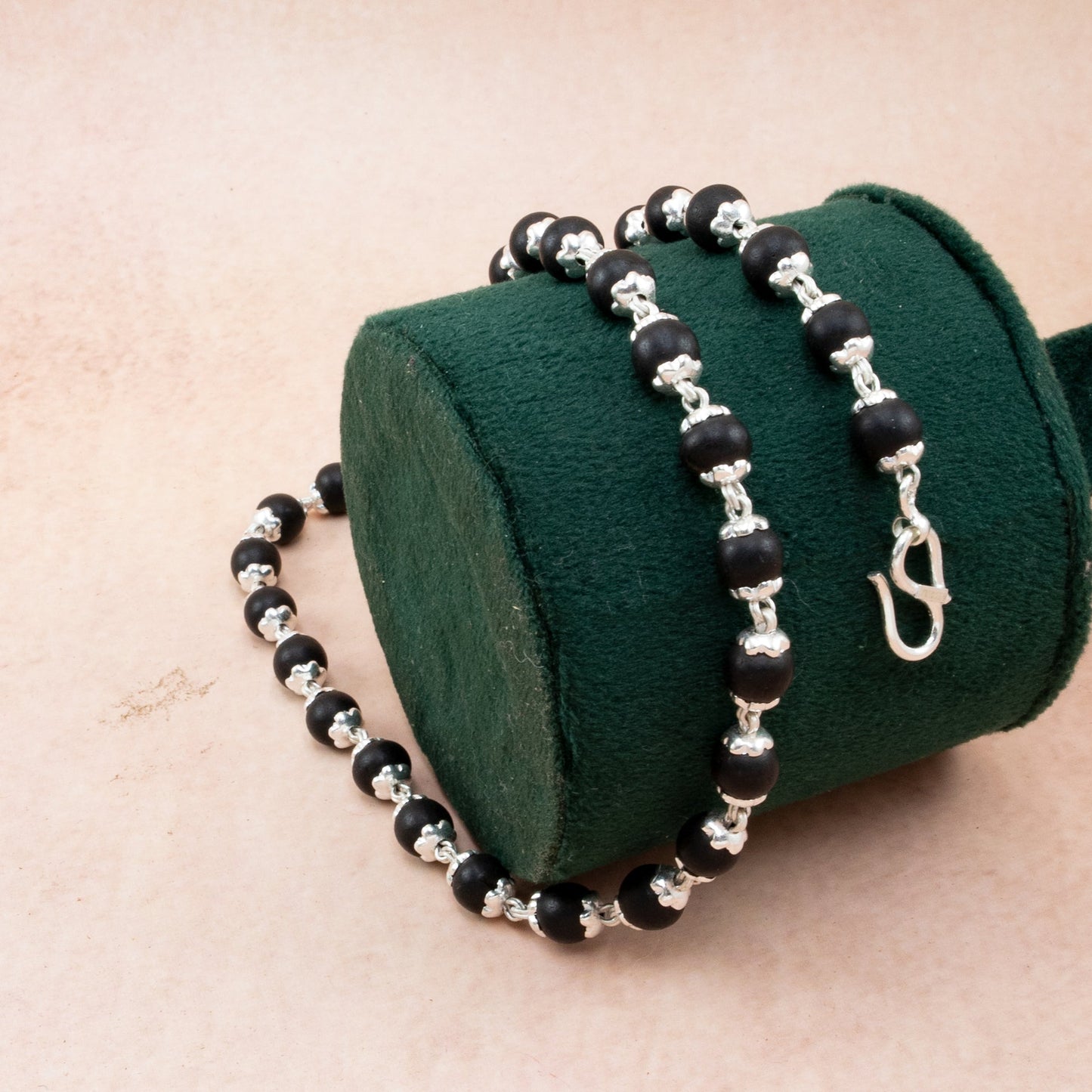 silver cap Original Karungali Mala Ebony Wood with Govt. Certified