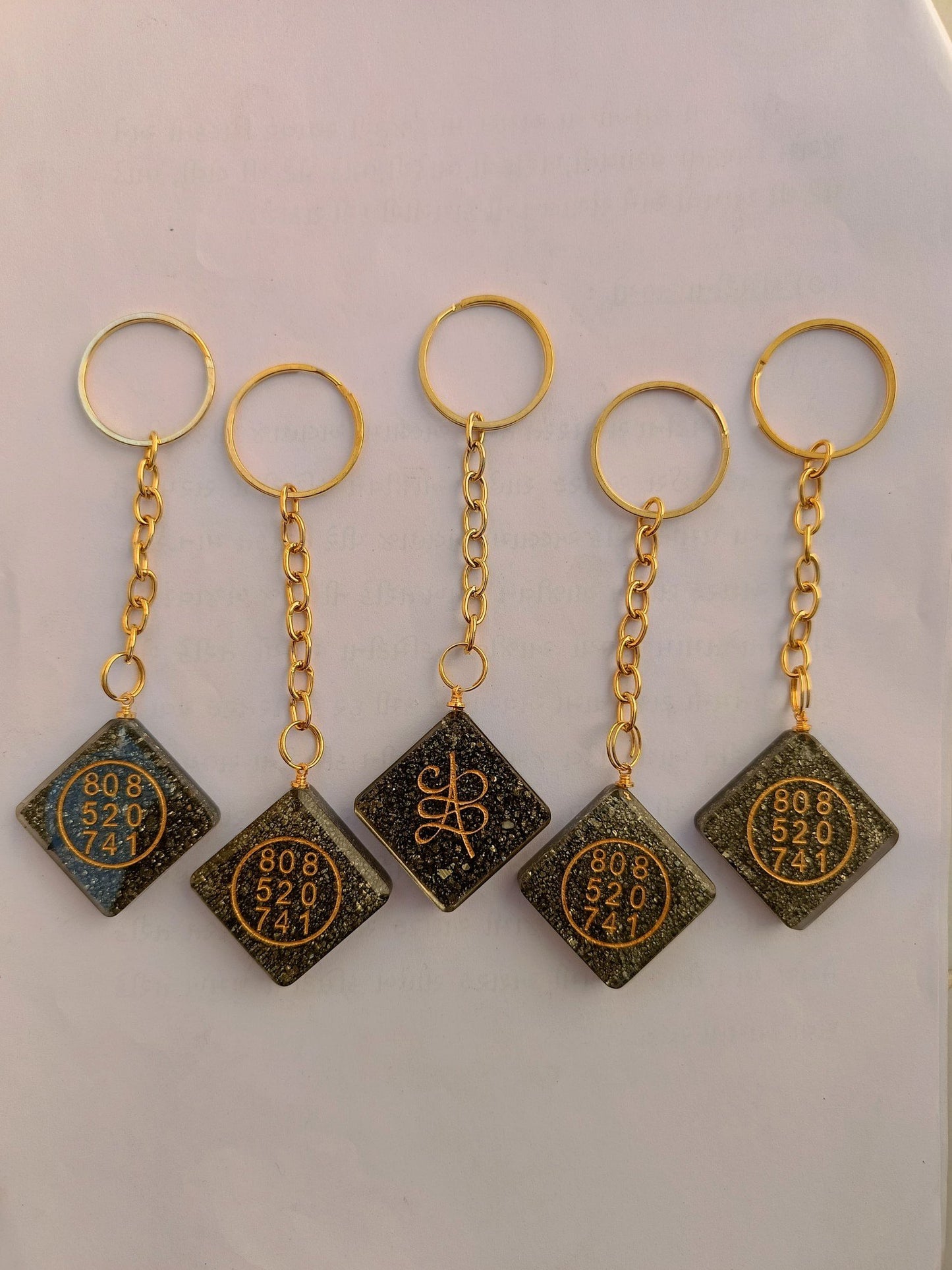 Pyrite Keychain with Zibu Symbol