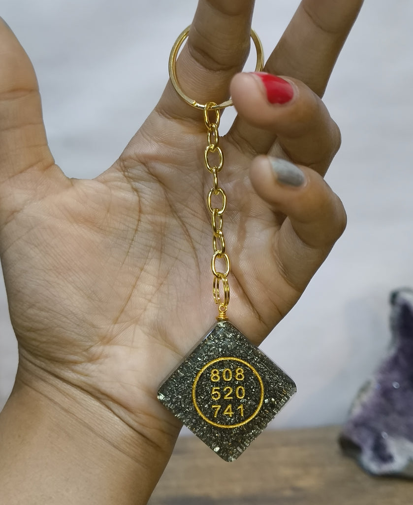 Pyrite Keychain with Zibu Symbol