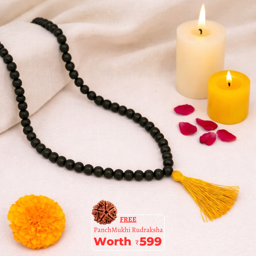 Original Karungali Malai 108-Beads Ebony Wood with Govt. Certified