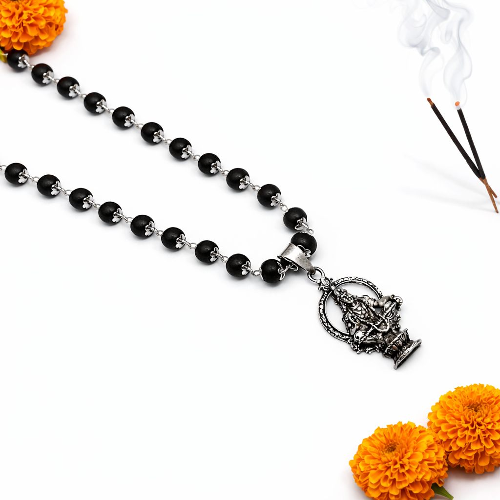 Ayappa Swami Pendant with  Karungali Mala