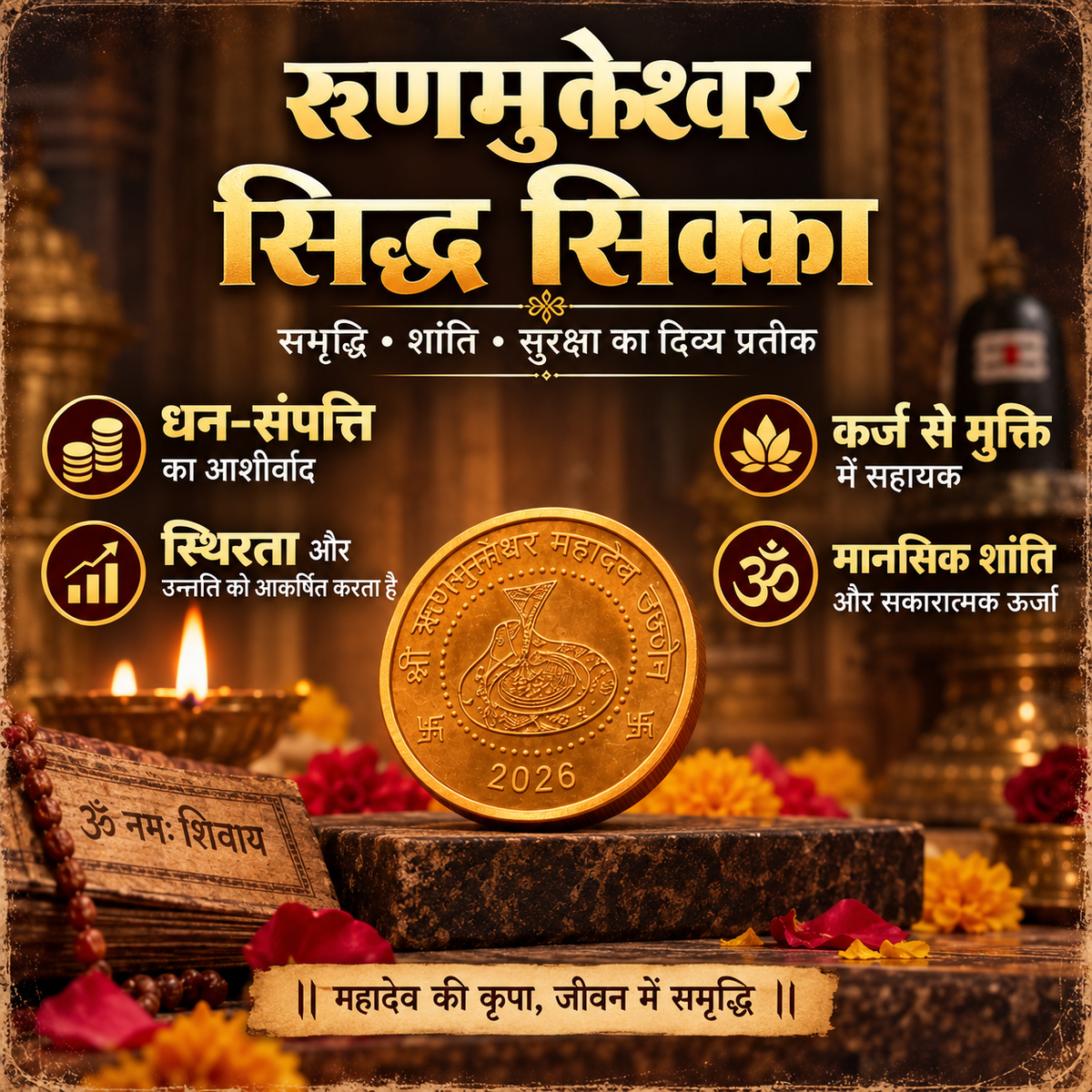 Rinmukteshwar Siddh Coin/Sikka | Blessed At Rinmukteshwar Temple, Ujjain