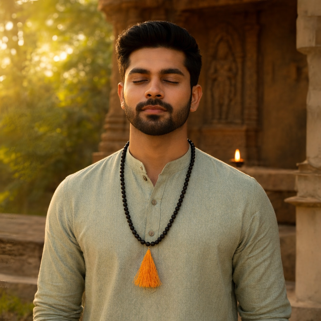 Original Karungali Malai 108-Beads Ebony Wood with Govt. Certified