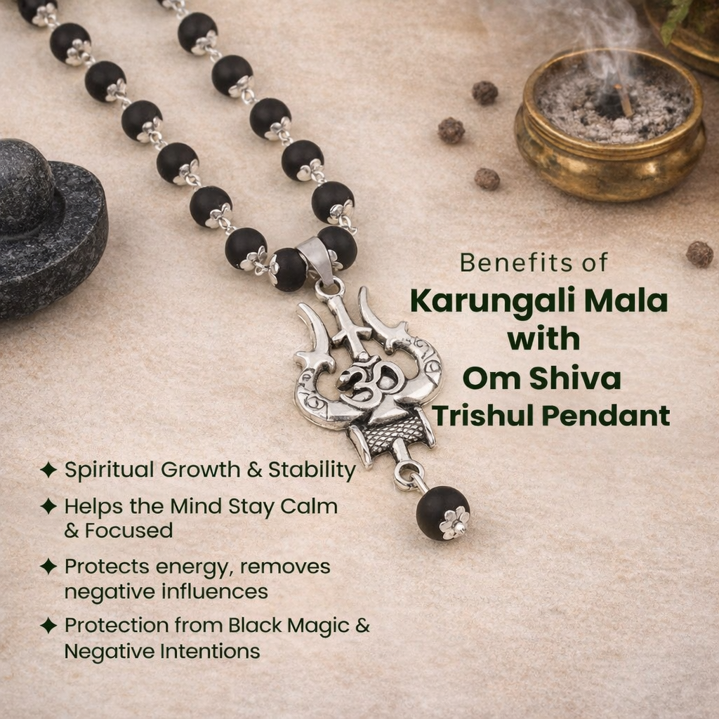 OM Shiva Trishul Karungali Mala
