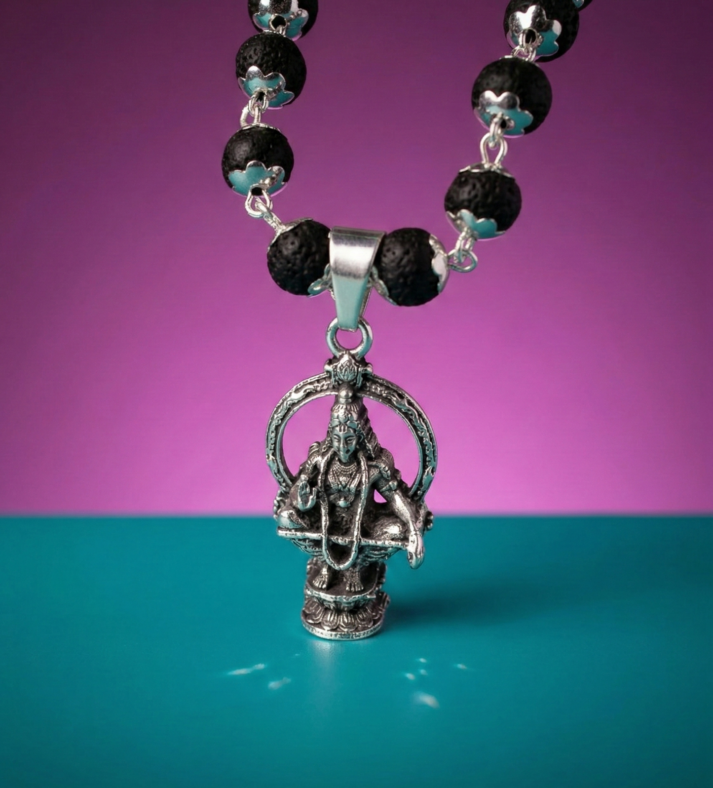 Ayappa Swami Pendant with  Karungali Mala