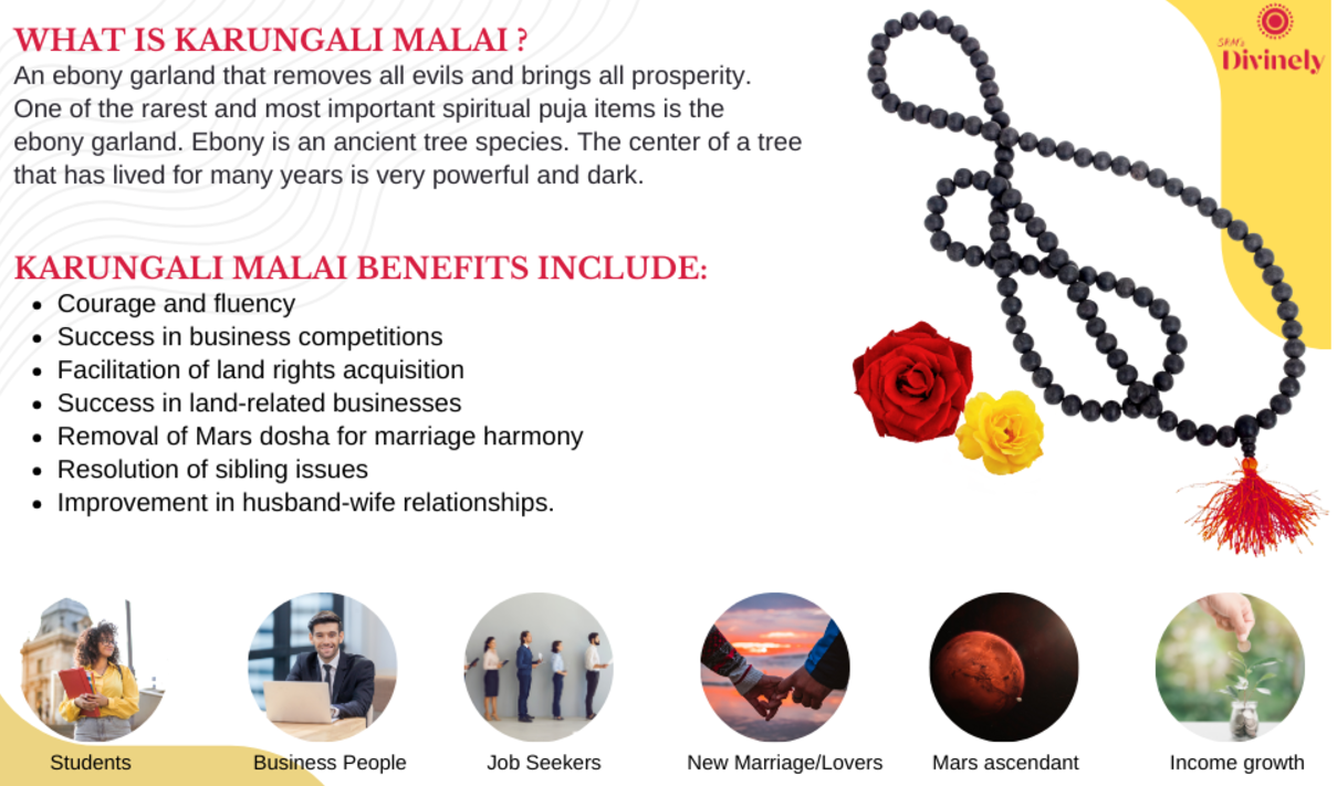 Original Karungali Malai 108-Beads Ebony Wood with Govt. Certified