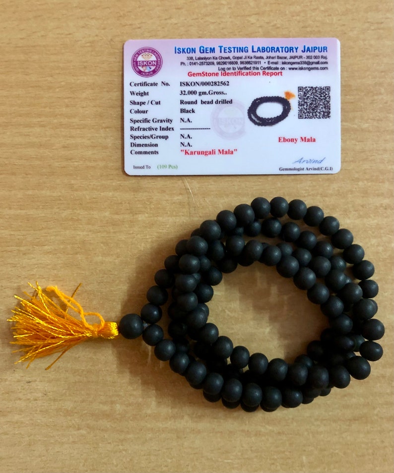 Original Karungali Malai 108-Beads Ebony Wood with Govt. Certified